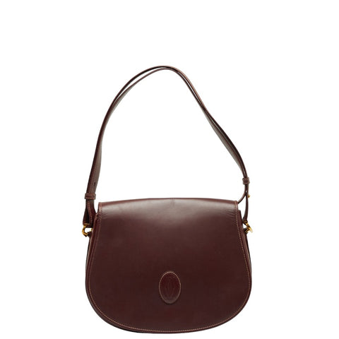 カルティエ マストライン ワンショルダーバッグ ボルドー ワインレッド レザー レディース CARTIER 【中古】