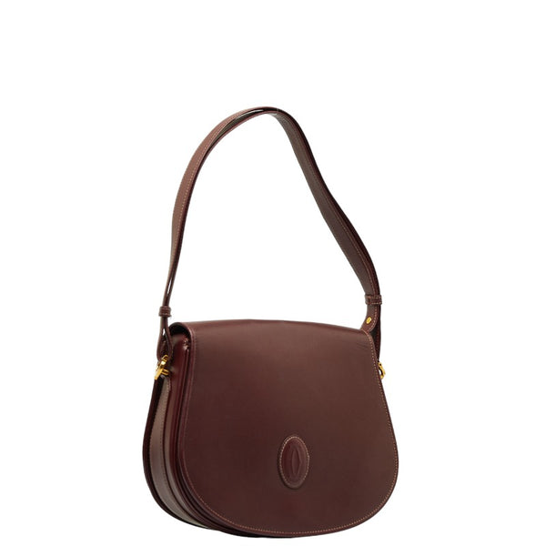 カルティエ マストライン ワンショルダーバッグ ボルドー ワインレッド レザー レディース CARTIER 【中古】