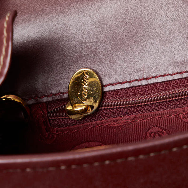 カルティエ マストライン ワンショルダーバッグ ボルドー ワインレッド レザー レディース CARTIER 【中古】