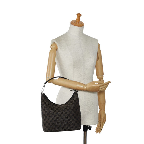 グッチ GGキャンバス ワンショルダーバッグ 000 0602 ブラウン キャンバス レザー レディース GUCCI 【中古】