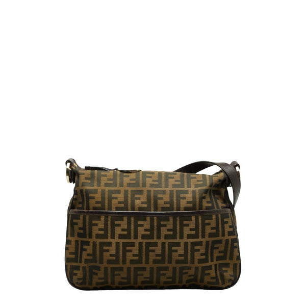 フェンディ ズッカ 斜め掛け ショルダーバッグ  8BT190 ブラウン キャンバス レザー レディース FENDI 【中古】