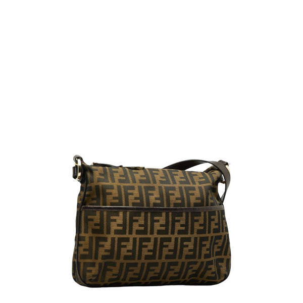 フェンディ ズッカ 斜め掛け ショルダーバッグ  8BT190 ブラウン キャンバス レザー レディース FENDI 【中古】