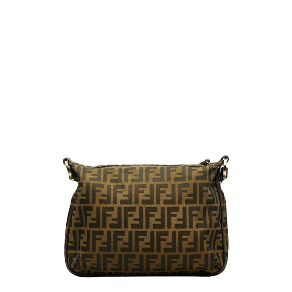 フェンディ ズッカ 斜め掛け ショルダーバッグ  8BT190 ブラウン キャンバス レザー レディース FENDI 【中古】