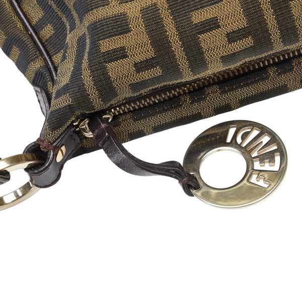 フェンディ ズッカ 斜め掛け ショルダーバッグ  8BT190 ブラウン キャンバス レザー レディース FENDI 【中古】