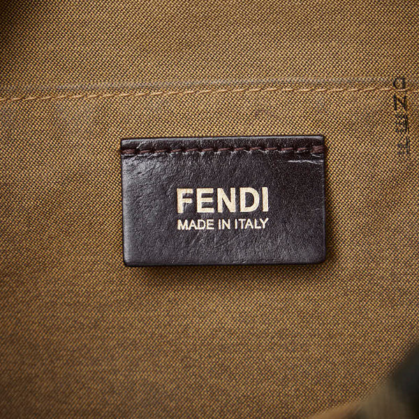 フェンディ ズッカ 斜め掛け ショルダーバッグ  8BT190 ブラウン キャンバス レザー レディース FENDI 【中古】