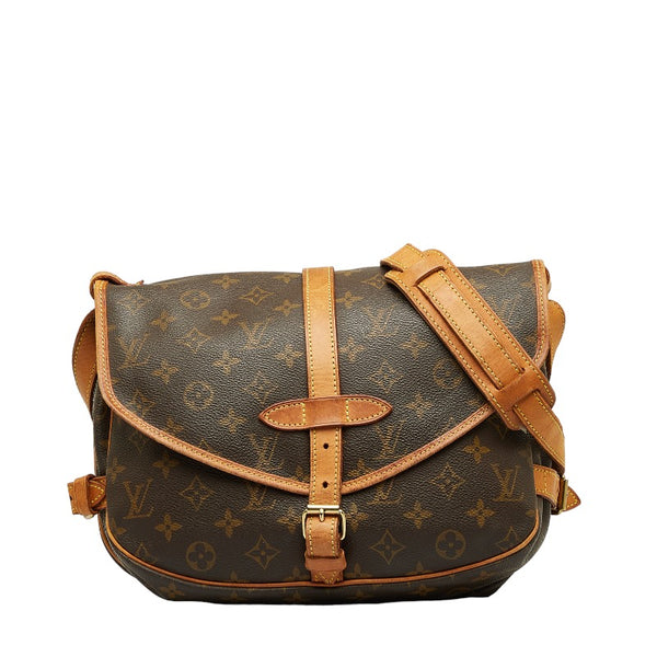 ルイ ヴィトン モノグラム ソミュール30 斜め掛け ショルダーバッグ M42256 ブラウン PVC レザー レディース LOUIS VUITTON 【中古】