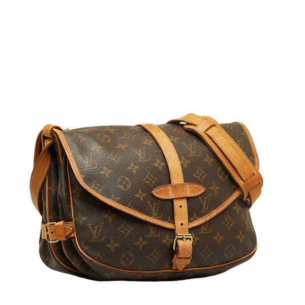 ルイ ヴィトン モノグラム ソミュール30 斜め掛け ショルダーバッグ M42256 ブラウン PVC レザー レディース LOUIS VUITTON 【中古】
