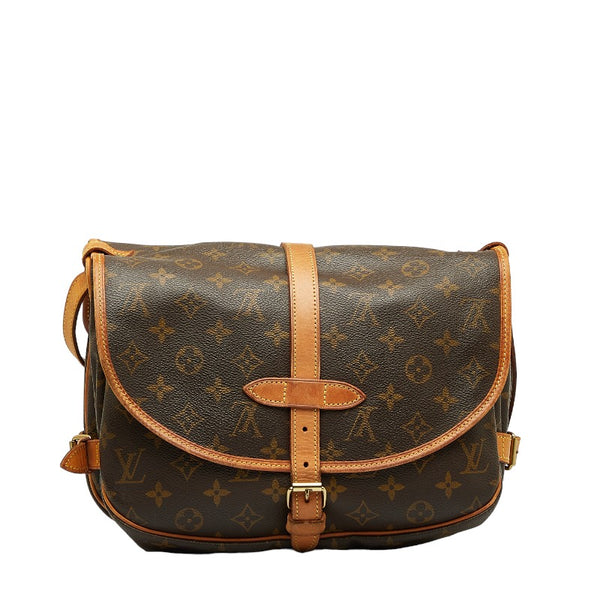 ルイ ヴィトン モノグラム ソミュール30 斜め掛け ショルダーバッグ M42256 ブラウン PVC レザー レディース LOUIS VUITTON 【中古】