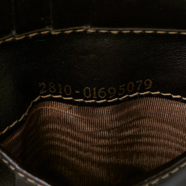 フェンディ ズッカ Wホック 二つ折り財布 01695079 ベージュ ブラウン キャンバス レザー レディース FENDI 【中古】