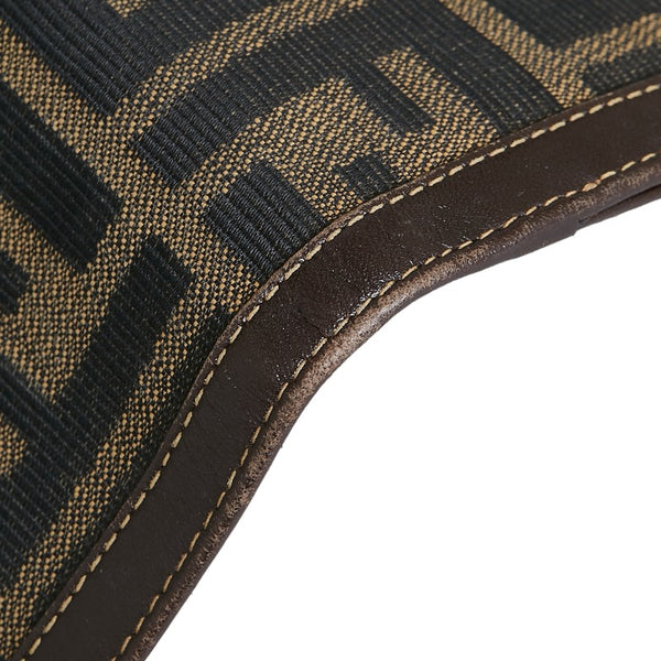 フェンディ ズッカ Wホック 二つ折り財布 01695079 ベージュ ブラウン キャンバス レザー レディース FENDI 【中古】