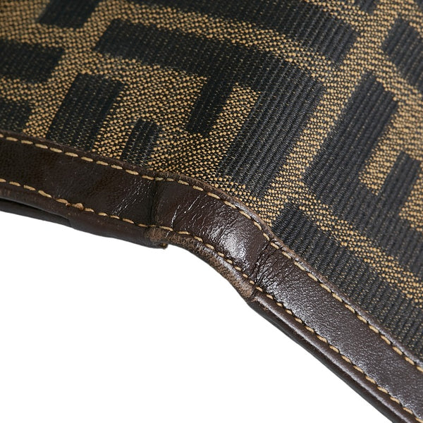 フェンディ ズッカ Wホック 二つ折り財布 01695079 ベージュ ブラウン キャンバス レザー レディース FENDI 【中古】