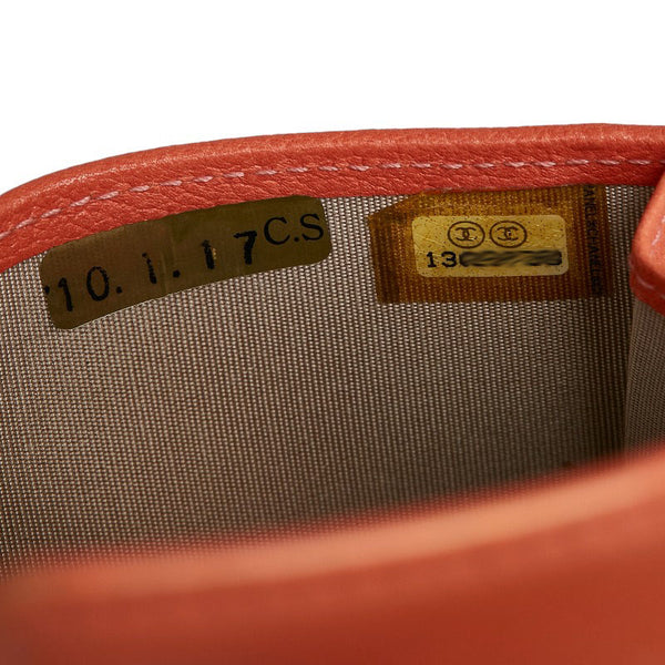 シャネル ココマーク カンボン カードケース 名刺入れ オレンジ レザー レディース CHANEL 【中古】