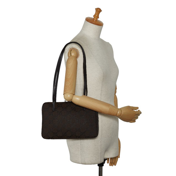 グッチ GGナイロン ショルダーバッグ 001 3074 ブラウン ナイロン レザー レディース GUCCI 【中古】
