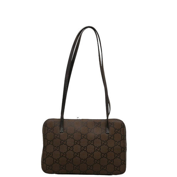 グッチ GGナイロン ショルダーバッグ 001 3074 ブラウン ナイロン レザー レディース GUCCI 【中古】
