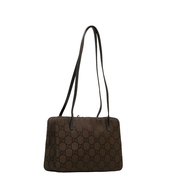 グッチ GGナイロン ショルダーバッグ 001 3074 ブラウン ナイロン レザー レディース GUCCI 【中古】