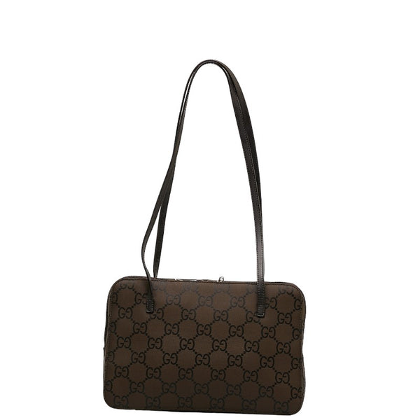 グッチ GGナイロン ショルダーバッグ 001 3074 ブラウン ナイロン レザー レディース GUCCI 【中古】