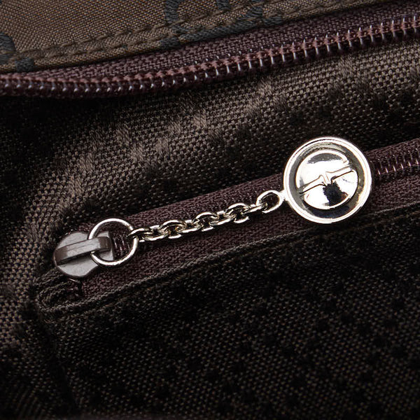 グッチ GGナイロン ショルダーバッグ 001 3074 ブラウン ナイロン レザー レディース GUCCI 【中古】