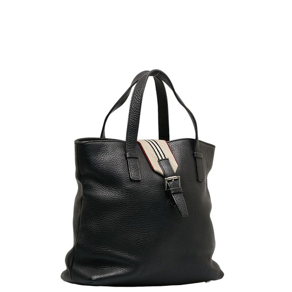 バーバリー ストライプ ハンドバッグ トートバッグ ブラック レザー レディース BURBERRY 【中古】