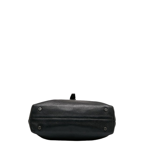 バーバリー ストライプ ハンドバッグ トートバッグ ブラック レザー レディース BURBERRY 【中古】