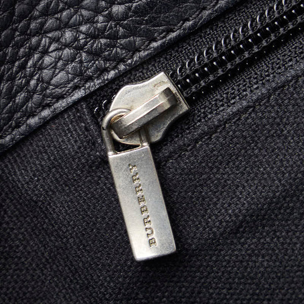 バーバリー ストライプ ハンドバッグ トートバッグ ブラック レザー レディース BURBERRY 【中古】