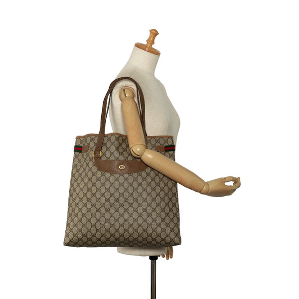 グッチ GGプラス ハンドバッグ トートバッグ 3902091 ブラウン PVC レザー レディース GUCCI 【中古】