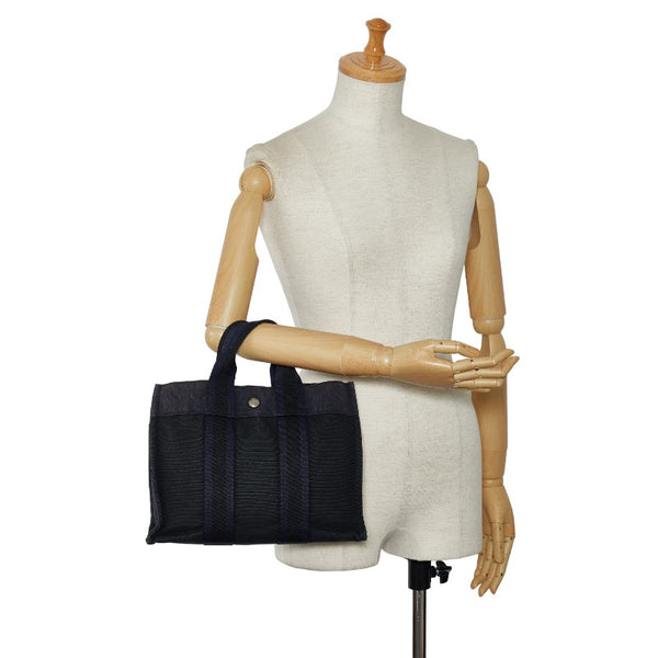 エルメス フールトゥPM ハンドバッグ ブラック ネイビー キャンバス レディース HERMES 【中古】