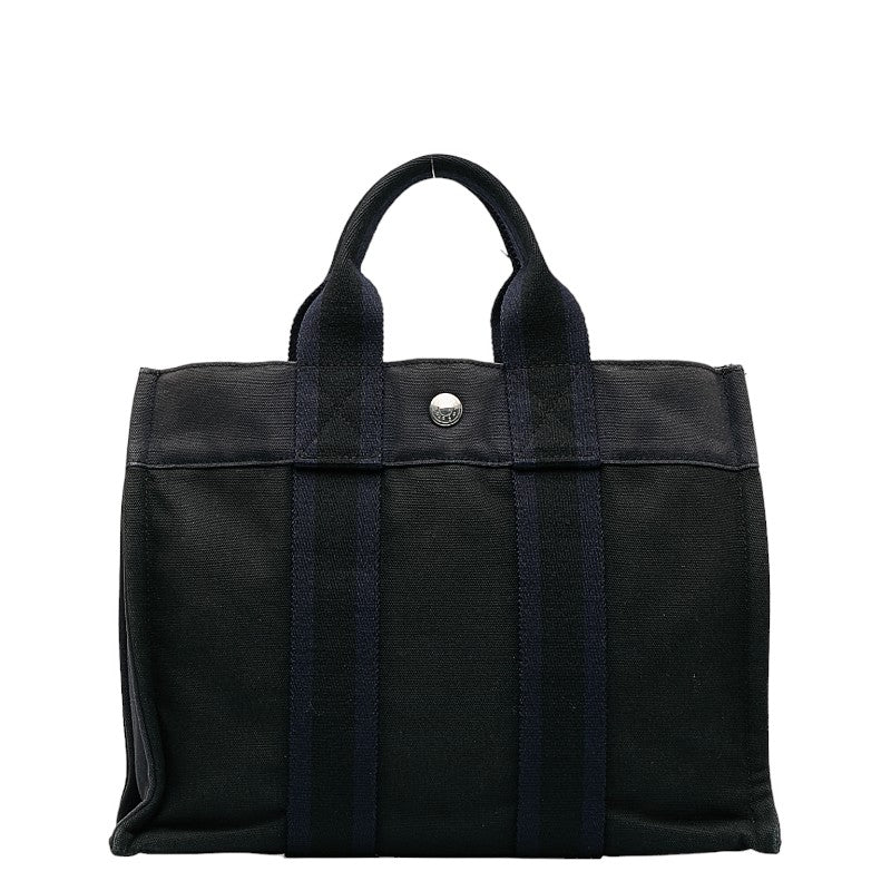 エルメス フールトゥPM ハンドバッグ ブラック ネイビー キャンバス レディース HERMES 【中古】