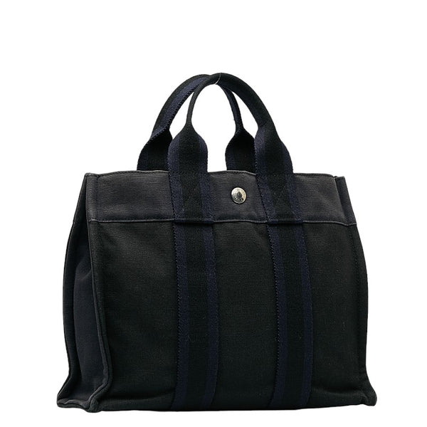 エルメス フールトゥPM ハンドバッグ ブラック ネイビー キャンバス レディース HERMES 【中古】