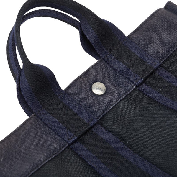 エルメス フールトゥPM ハンドバッグ ブラック ネイビー キャンバス レディース HERMES 【中古】