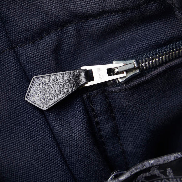 エルメス フールトゥPM ハンドバッグ ブラック ネイビー キャンバス レディース HERMES 【中古】