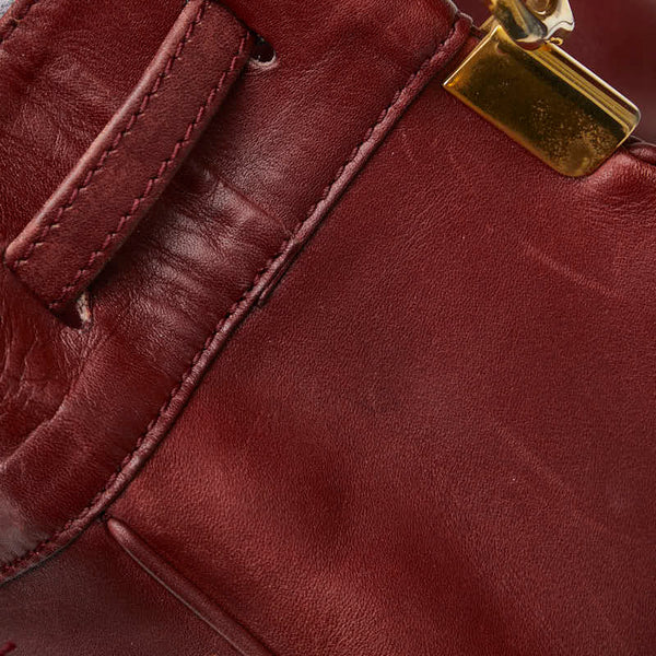 カルティエ マストライン 巾着 ゴールド金具 ショルダーバッグ ボルドー ワインレッド レザー レディース CARTIER 【中古】