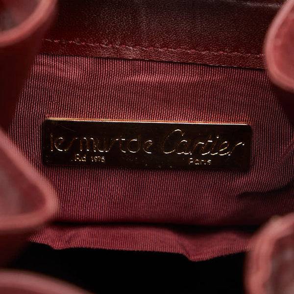 カルティエ マストライン 巾着 ゴールド金具 ショルダーバッグ ボルドー ワインレッド レザー レディース CARTIER 【中古】