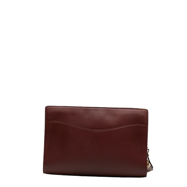 カルティエ マストライン セカンドバッグ ワインレッド ボルドー レザー レディース CARTIER 【中古】