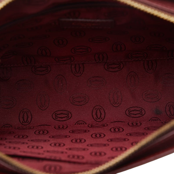 カルティエ マストライン セカンドバッグ ワインレッド ボルドー レザー レディース CARTIER 【中古】