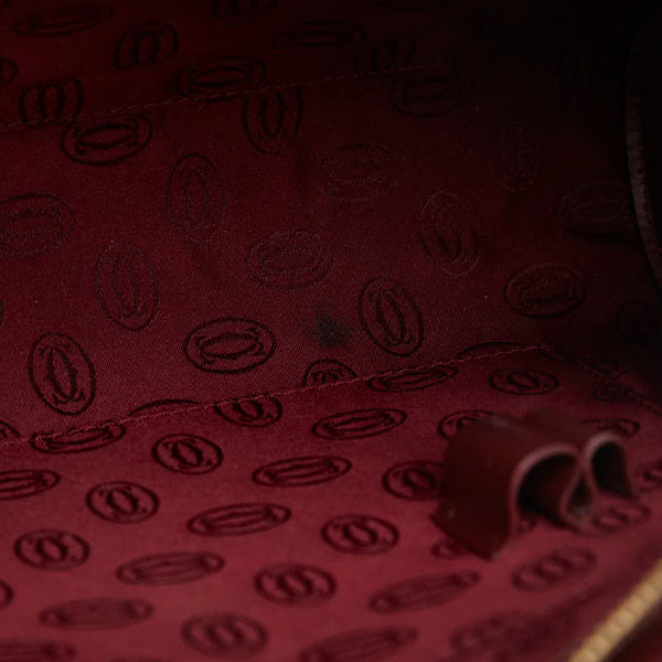 カルティエ マストライン セカンドバッグ ワインレッド ボルドー レザー レディース CARTIER 【中古】