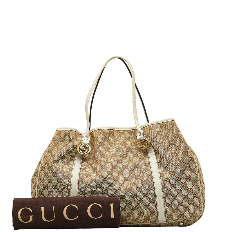 グッチ GGキャンバス トートバッグ 232956 ベージュ キャンバス レザー レディース GUCCI 【中古】