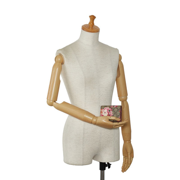 グッチ GGブルームス カードケース 札入れあり 410088 ベージュ ピンク PVC レザー レディース GUCCI 【中古】