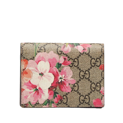 グッチ GGブルームス カードケース 札入れあり 410088 ベージュ ピンク PVC レザー レディース GUCCI 【中古】