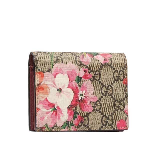 グッチ GGブルームス カードケース 札入れあり 410088 ベージュ ピンク PVC レザー レディース GUCCI 【中古】