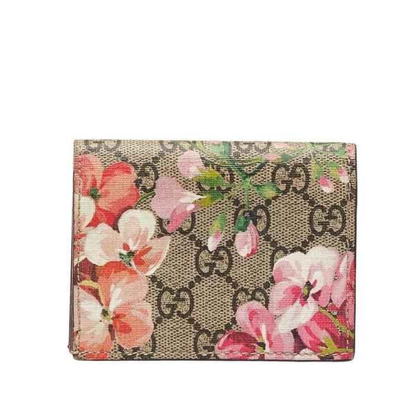 グッチ GGブルームス カードケース 札入れあり 410088 ベージュ ピンク PVC レザー レディース GUCCI 【中古】