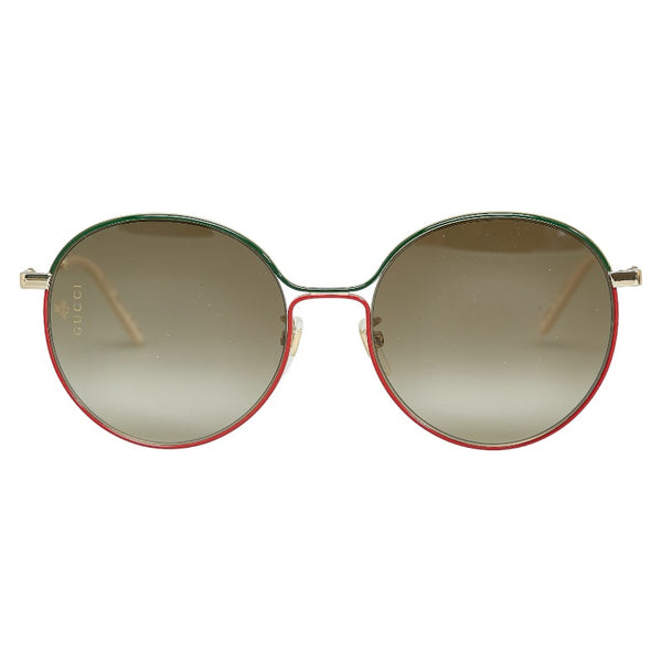グッチ アジアンフィット サングラス GG0395SK 003 ブラック グリーン レッド プラスチック レディース GUCCI 【中古】