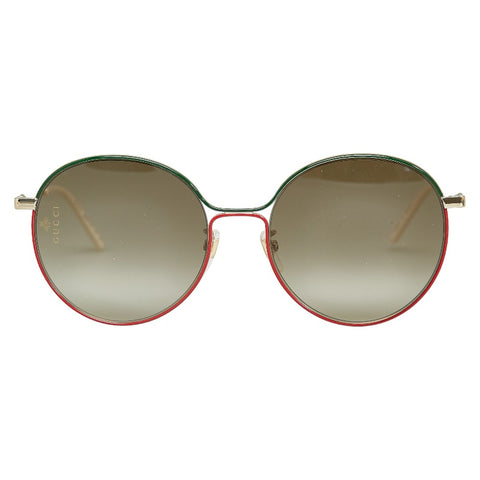 グッチ アジアンフィット サングラス GG0395SK 003 ブラック グリーン レッド プラスチック レディース GUCCI 【中古】