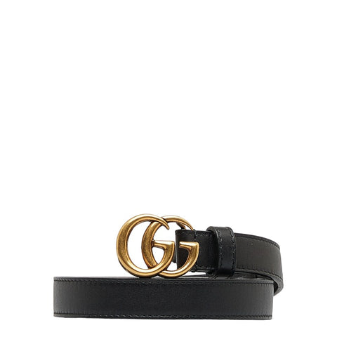 グッチ ダブルGバックル ベルト 409417 ブラック ゴールド レザー レディース GUCCI 【中古】