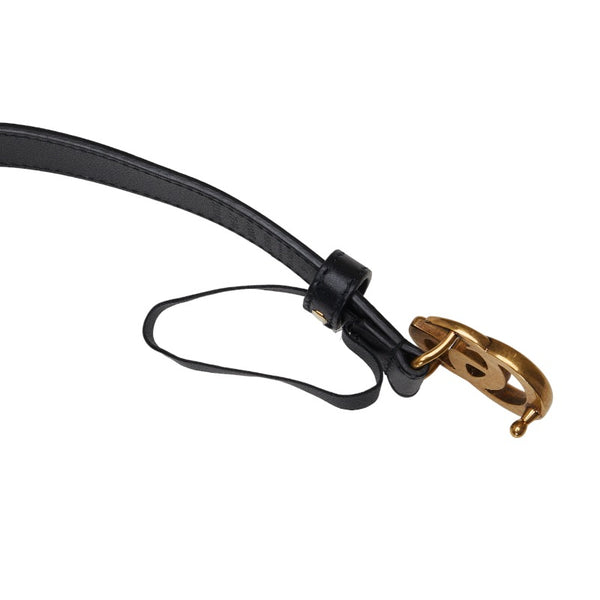 グッチ ダブルGバックル ベルト 409417 ブラック ゴールド レザー レディース GUCCI 【中古】