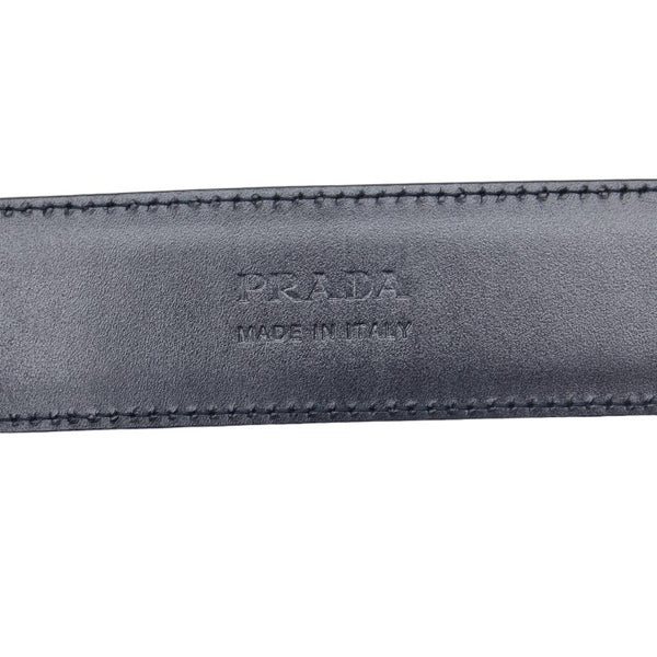 プラダ サフィアーノ バックル ベルト 40/100 ネイビー シルバー レザー メンズ PRADA 【中古】