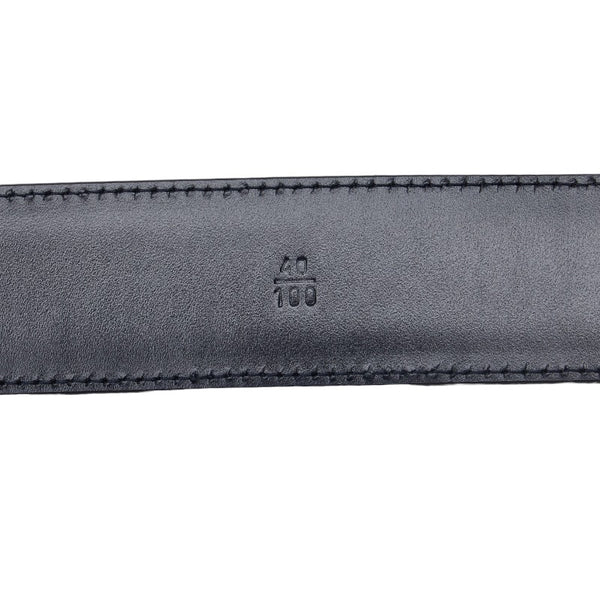プラダ サフィアーノ バックル ベルト 40/100 ネイビー シルバー レザー メンズ PRADA 【中古】