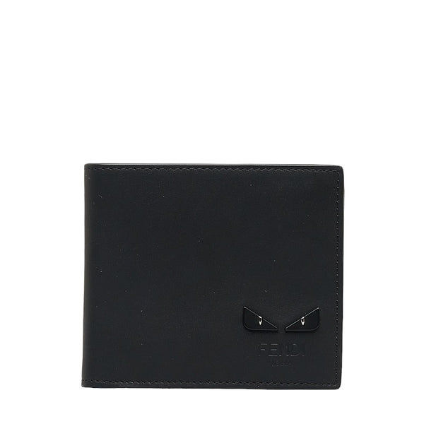 フェンディ モンスター バグズアイ 二つ折り財布 7M0169 ブラック レザー メンズ FENDI 【中古】