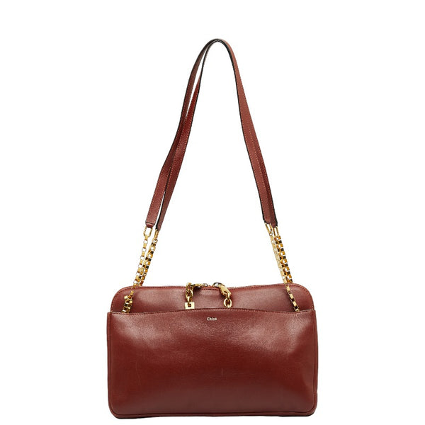 クロエ チェーン ショルダーバッグ ブラウン レザー レディース Chloe 【中古】