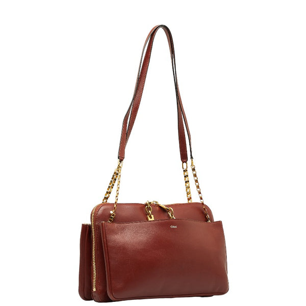 クロエ チェーン ショルダーバッグ ブラウン レザー レディース Chloe 【中古】