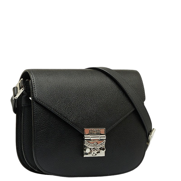 エム シー エム 斜め掛け ショルダーバッグ ブラック レザー レディース MCM 【中古】